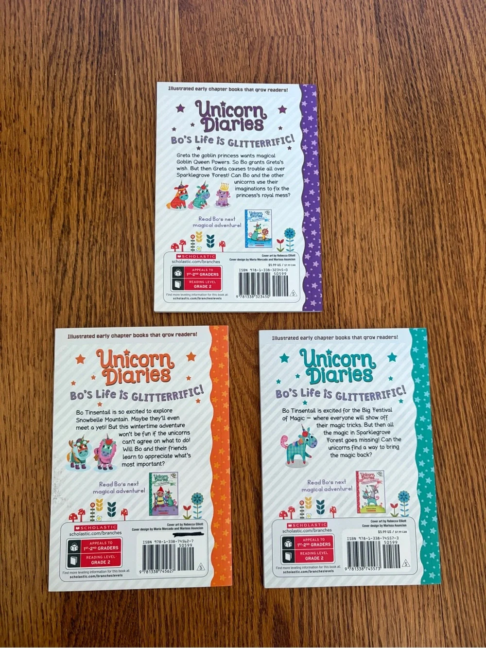 Scholastic Unicorn Diaries book set - pink, green, yellow, orange, purple, blue